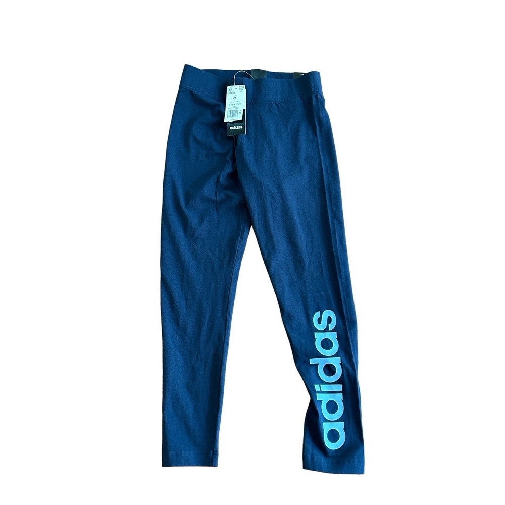 Adidas Womens S Fitted Legend Ink Blue Legging Tight Logo NWT
